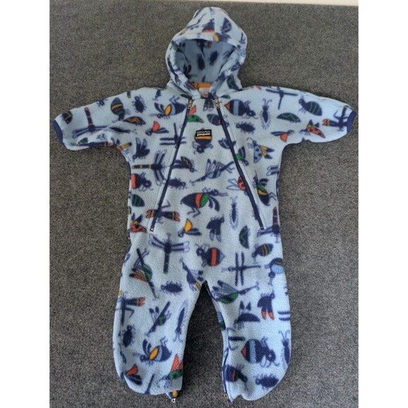 Vintage Patagonia Insect Print Infant Baby Sz L 16-20 Lbs Blue - Picture 1 of 12